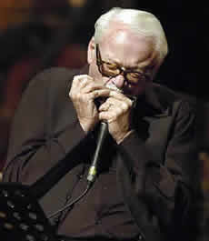 A photo of Toots Thielemans with his Harmonica