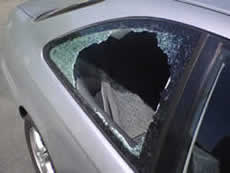 A Photo of a Smashed Car Window