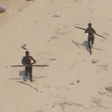 A photo of two Sentinelese warriors