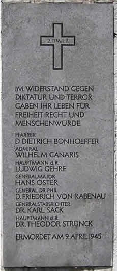 A photo of the Flossenburg Memorial Over Wilhelm Canaris