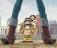 A photo of Lucky Luke and the Dalton Brothers