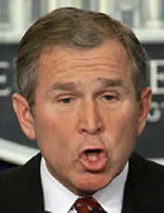 A photo of a surprised Bush